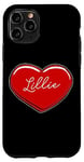 Coque pour iPhone 11 Pro Lillie Cœur dessiné à la main Motif prénom I Love Lillie