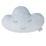 roba Coussin Décoratif pour Chambre d'Enfant en Forme de Nuage roba Style - 32 x 19 cm - Oreiller Bébé en Peluche - Visage Souriant Brodé - Bleu Clair