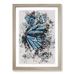 Big Box Art The Blue Butterfly Effect Watercolour Framed Wall Art Picture Print Ready to Hang, Oak A2 (62 x 45 cm)