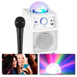 Vonyx SBS50W BT, partyhögtalare, Mikrofon, LED, Vit, Karaoke - Bluetooth Partyhögtalare med ljusshow