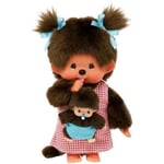 Peluche Monchhichi Maman & Bébé - 20 cm - BANDAI