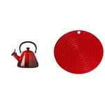 Le Creuset Kone Kettle with Whistle, 1.6 L - Cerise with Cooling Tool