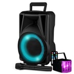 Enceinte Active - FestiSound - 8" 20CM - 200W - Batterie - Karaoké avec USB SD Bluetooth TWS - Micro VHF + Derby Kolor