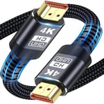 Cable Hdmi,Cable Hdmi 4K 5M,Cable Hdmi Tresse Ultra Haut Debit Compatible 4K @ 60 Hz,Arc,Hdr,3D,Ethernet Compatible Avec Tous Les Appareils Hdmi