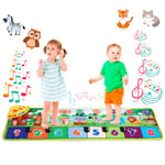 NK Piano Tapis Musical Bébé avec 8 Sons d'animaux LED - Cadeau Enfant 3 4 5 Ans, Jouer Montessori, Idee Jeux de Noël et d'anniversaire, Repliable, Fonction Record/Playback (110x36cm)