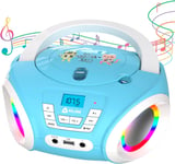 Candy Lecteur Cd Enfant - Nouveauté 2024 - Radio Fm - Piles Incluses - Lecteur Cd Radio Rose Mignon Avec Haut-Parleurs - Le Cadeau Parfait Pour Les Enfants Et Les Tout-Petits - Bleu