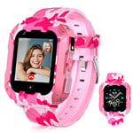 LiveGo Smartwatch pour Enfants 4G avec Tracker GPS, appels et écran HD, SMS combiné, Appel vidéo, SOS, podomètre, Montre 4G pour Enfants de 6 à 12 Ans (Rose T28)