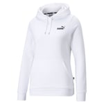 Puma Womens Essentials Small Logo Hoodie - White Cotton - Size Small