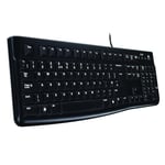 Logitech K120 Clavier sans Fil Windows, Plug-and-Play USB, Touches Silencieuses Ultra-Plates, Taille Standard, Résistant aux Eclaboussures, Barre d’Espacement Incurvée, Clavier QWERTZ Suisse - Noir