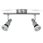 B.K.Licht plafonnier SDB LED 2 spots orientables, IP44, luminaire plafond salle d'eau, 2 ampoules LED 5W GU10 incl., 400Lm par ampoule, blanc chaud 3000K