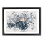 Big Box Art Moon Behind The Mountains in Canada Watercolour Framed Wall Art Picture Print Ready to Hang, Black A2 (62 x 45 cm)