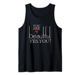 Women and men, you are beautiful, with a red heart, typography Tank Top