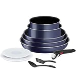 TEFAL L1579102 Ingenio Easy Cook N Clean Batterie de cuisine 10 pieces, anti ashésif, tous feux sauf induction, fabriqué en Fr