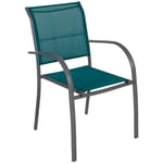 Hesperide - Fauteuil de jardin empilable Piazza bleu canard & graphite en aluminium traité époxy - Hespéride