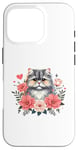 Coque pour iPhone 16 Pro Roses Flowers British Longhair Cat Highland Straight