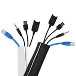 conecto Neoprene cable conduit with Velcro fastener, universal cable duct, cable management, cable organiser, cable guide, black/white, 3.0 m