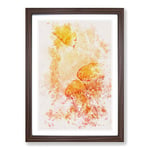 Big Box Art The Orange Jellyfish Watercolour Framed Wall Art Picture Print Ready to Hang, Walnut A2 (62 x 45 cm)