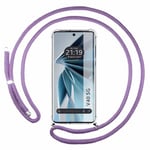 Tumundosmartphone Étui pendentif transparent pour Vivo V40 5G avec cordon violet