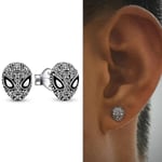 Spiderman Mask Pave Stud Earrings Finns i lager nu 925 Sterling Silver Örhängen Cool Style Statement Smycken Man Kvinna 1