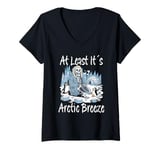 Womens Travel Humor "At Least It´s Arctic Breeze" Funny Skeleton V-Neck T-Shirt