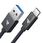 Cable Usb C[Usb 3.0,2M],Cable Usb Type C Charge Rapide 3A Qc 3.0,Cable Iphone 16,Cable Chargeur Usb C Nylon Tressé Pour Iphone 16/15,Samsung S23/S22/S21/S20/S10,Xiaomi-Gris Sidéral