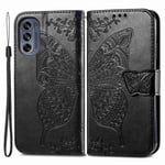 SKALO Motorola Moto G62 5G Mandala Butterfly lompakkokotelo - Musta