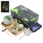 TEANAGOO Set de Thé Japonais Set de Fouet à Matcha Bol à Matcha Bambou Fouet à Matcha (Chasen) Scoop (chashaku) Support de Fouet à Matcha Kit de Préparation de Thé. Kit de poudre de thé vert O6 Match