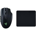 Razer Naga V2 Pro + Gigantus V2 Medium - Tapis de Souris de Jeu Souple pour la Vitesse et Le contrôle et Souris de Jeu MMO sans Fil avec capteur 30K