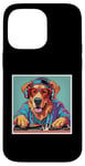 iPhone 14 Pro Max Golden Dog Music DJ Turntables Mixing Vinyl Records Graphic Case