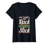 Womens She Carries The Rack I Hold The Stick Pool Billiards V-Neck T-Shirt