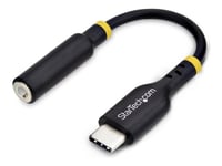 Startech.Com Usb-C Audio Adapter To 3.5Mm Trrs Jack, Headphone Aux Dongle - Usb-C Till Uttagsadapter För Hörlurar - 24 Pin Usb-C Hane Till 4-Poligt Minijack Hona - 12.7 Cm - Svart