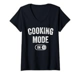 Womens Cooking Mode On Funny Chef Gift Mom Grandma Home Cooking V-Neck T-Shirt