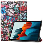 samsung Samsung Galaxy Tab S7 T870 Designer Tri-Fold Case Graffiti