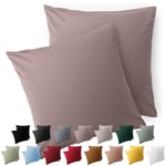 Blumtal Taie Oreiller 60x60 Lot de 2 - Housse de Coussin Microfibre - Taies d'oreillers avec Fermeture enveloppe, certifiée Oeko-Tex, Extra Douce et Lavable - Taupe