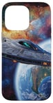 Coque pour iPhone 14 Pro Max Conception de vaisseau spatial Sci-Fi explorant la galaxie