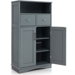 Armoire autoportante avec 2 portes 2 tiroirs et 2 etagères réglables 60 x 30 x 108 cm organisateur de rangement pour salon salle de bain cuisine gris