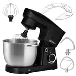 ZEEGMA PLANEET EASY Robot Planétaire 1500 W Robot de cuisine multifonctionnel avec bol de 5,2 L avec 2 poignées, mixeur 10 vitesses avec crochet, agitateur, fouet, couvercle avec mesures (Noir)