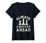 Womens Always 3 Moves ahead Chess Player King Queen V-Neck T-Shirt