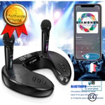 I® Karaoke trådlös mikrofon Bärbar hem KTV-spelare Mobiltelefonhållare Bluetooth-högtalare (2 trådlösa mikrofoner)