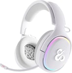 Casque de Jeu sans Fil Aton Ivory, Microphone intégré, autonomie de 18 Heures, configurable RGB, Bluetooth 5.0, Casque d'ordinateur Ergonomique, Compatible PC/PS4/PS5/Mac/XBOX/Android Blanc