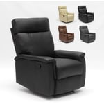 Fauteuil relax inclinable avec repose-pieds en similicuir design Aurora Couleur: Noir