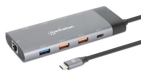 MANHATTAN USB-C PD 10-in-1 Dual-Monitor 8K Dockingstation