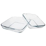 Lot de 2 Plats Culinaires en Verre "Carrées" 28cm Transparent