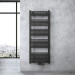 Sogood Radiateur de Salle de Bain Sèche-Serviette 160x60cm Radiateur Tubulaire Vertical Chauffage à Eau Chaude Gris-Noir