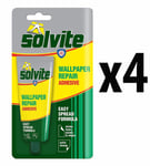 Solvite Wallpaper Repair Adhesive Paste Extra Strong Tears Edges Seams 4 PACK