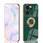 UPLAI Mode Coque pour Xiaomi 13T 5G/Xiaomi 13T Pro 5G, Très Mince Conception de Galvanoplastie Antichoc Housse avec Anneau Béquille, Souple TPU Silicone Élégant Étui.Vert foncé