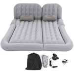 Matelas de voyage gonflable multifonction 2 en 1, coussin de repos doux en pvc floqué pour voiture SUVGray - Jeffergarden