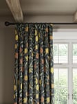 Morris & Co. Fruit Pair Lined Pencil Pleat Curtains, Ink Blue