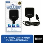 FX Factory Mains Charger For Micro USB Device 1A Fast Charger for AndroidDevices