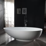 Baignoire îlot ovale design en fonte minérale pour salle de bain, isolation thermique - Blanc mat - vigo - Dimensions et options au choixSans robinet